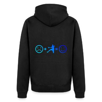 Handballspieler Handball Damen Handballspielen - Unisex Premium Bio Zip Hoodie - Schwarz - Hinten - Nico (187cm)