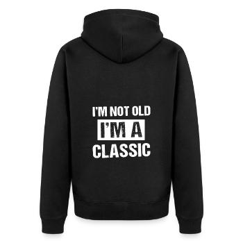 Je ne suis pas vieux je suis un classique - Veste à capuche bio Premium Unisexe - noir - Dos - Nico (187cm)
