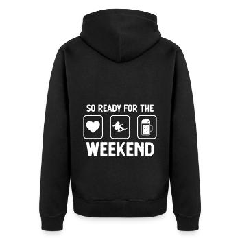 So ready for the weekend - beer - snowboarding - Unisex Premium Organic Zip Hoodie - black - Back - Nico (187cm)