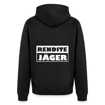 Die Aktiensammler - Unisex Premium Bio Zip Hoodie - Schwarz - Hinten - Nico (187cm)