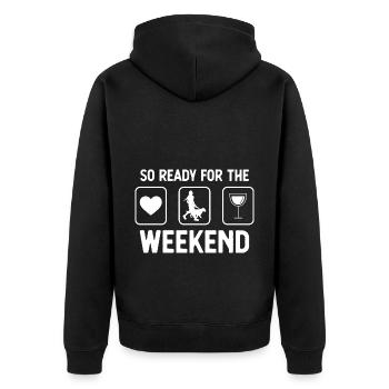 So Ready For The Weekend - Vin - Femme avec chien - - Veste à capuche bio Premium Unisexe - noir - Dos - Nico (187cm)