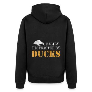Duck Quack Animals - Unisex Premium Organic Zip Hoodie - black - Back - Nico (187cm)