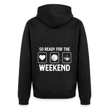 So ready for the weekend - coffee - basketball - Unisex Premium Organic Zip Hoodie - black - Back - Nico (187cm)