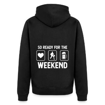 So ready for the weekend - Beer - A man spi - Unisex Premium Organic Zip Hoodie - black - Back - Nico (187cm)