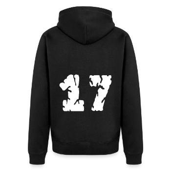 17 Zahl Trikot - Unisex Premium Bio Zip Hoodie - Schwarz - Hinten - Nico (187cm)