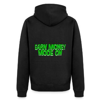 Earn Money Mode On - Unisex Premium Organic Zip Hoodie - black - Back - Nico (187cm)