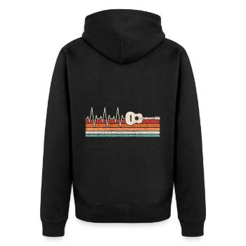Gitarre Herzschlag - Unisex Premium Bio Zip Hoodie - Schwarz - Hinten - Nico (187cm)