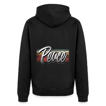 Peace - Unisex Premium Bio Zip Hoodie - Schwarz - Hinten - Nico (187cm)