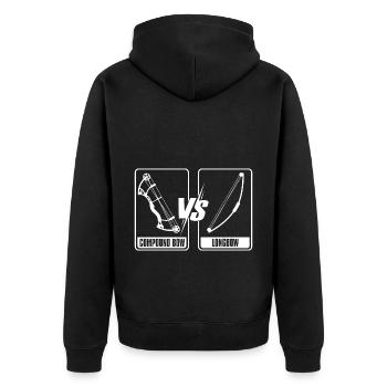 Bogenschütze Bogensport Pfeil Bogen Bogenschießen - Unisex Premium Bio Zip Hoodie - Schwarz - Hinten - Nico (187cm)