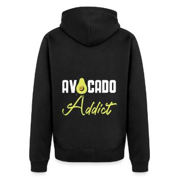 Avocado-Süchtiger Avocado-Liebhaber Guac Guacamole - Unisex Premium Bio Zip Hoodie - Schwarz - Hinten - Nico (187cm)