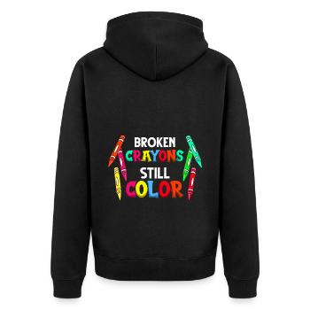 Crayon Box Colored Pencil Wax Case Wax Crayon - Unisex Premium Organic Zip Hoodie - black - Back - Nico (187cm)