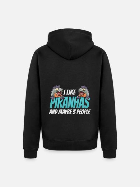 Piranha Geschenk - Unisex Premium Bio Zip Hoodie - Schwarz