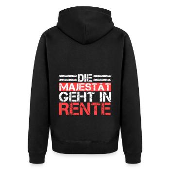 Rentner die Majestät Rente Renteneintritt - Unisex Premium Bio Zip Hoodie - Schwarz - Hinten - Nico (187cm)