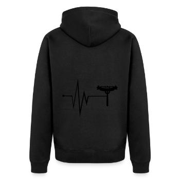 Bratwurst Fleisch Puls - Unisex Premium Bio Zip Hoodie - Schwarz - Hinten - Nico (187cm)