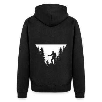 Triangle - Hiking - (3) - Unisex Premium Organic Zip Hoodie - black - Back - Nico (187cm)