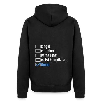 Patenonkel Pate Onkel - Unisex Premium Bio Zip Hoodie - Schwarz - Hinten - Nico (187cm)