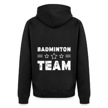 Badminton Team - Unisex Premium Bio Zip Hoodie - Schwarz - Hinten - Nico (187cm)