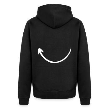Pfeil Zeichnung Skizze weiß - Unisex Premium Bio Zip Hoodie - Schwarz - Hinten - Nico (187cm)