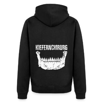 Kiefernchirurg Lustiger Spruch - Unisex Premium Bio Zip Hoodie - Schwarz - Hinten - Nico (187cm)