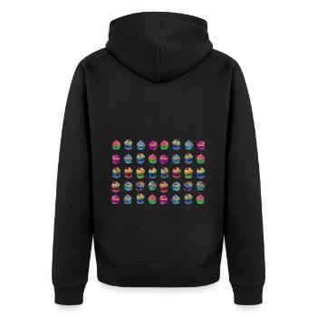 Beaucoup de tartelettes muffins colorées - Veste à capuche bio Premium Unisexe - noir - Dos - Nico (187cm)