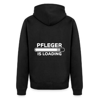 Pfleger Spruch Pflegekraft Lustig Pfleger Geschenk - Unisex Premium Bio Zip Hoodie - Schwarz - Hinten - Nico (187cm)