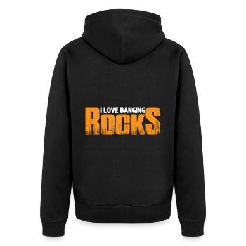 I Love Banging Rocks 4 - Unisex Premium Bio Zip Hoodie - Schwarz - Hinten - Nico (187cm)