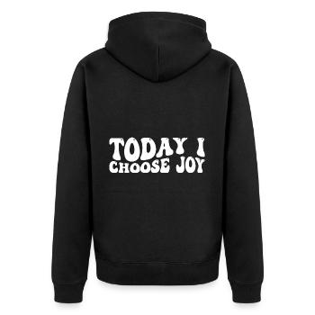 Today I Choose Joy 38 - Unisex Premium Bio Zip Hoodie - Schwarz - Hinten - Nico (187cm)