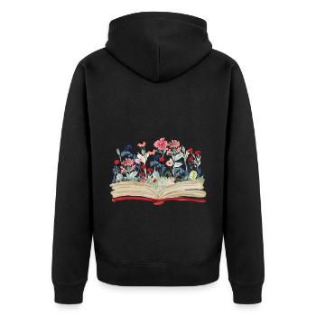Bookworm Bookworm Book Reading - Unisex Premium Organic Zip Hoodie - black - Back - Nico (187cm)