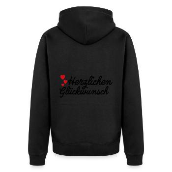Herzlichen Glückwunsch Gratulation - Unisex Premium Bio Zip Hoodie - Schwarz - Hinten - Nico (187cm)
