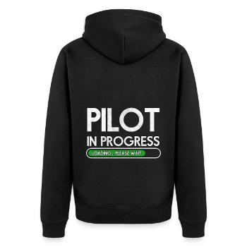 Airplane Pilot Flying Training I Gift - Unisex Premium Organic Zip Hoodie - black - Back - Nico (187cm)