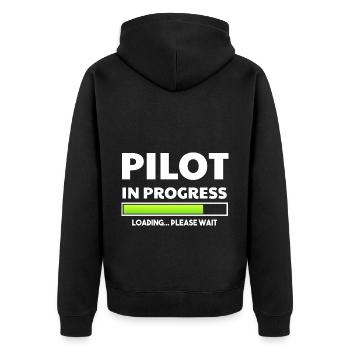Airplane Pilot Flying Training I Gift - Unisex Premium Organic Zip Hoodie - black - Back - Nico (187cm)