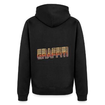 Graffiti Retro - Unisex Premium Bio Zip Hoodie - Schwarz - Hinten - Nico (187cm)