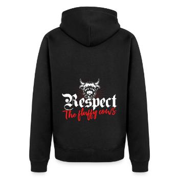 Scottish Highland Cattle Cow - Unisex Premium Bio Zip Hoodie - Schwarz - Hinten - Nico (187cm)