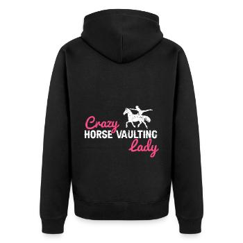Voltigieren Design und Voltigieren Pferde Designs - Unisex Premium Bio Zip Hoodie - Schwarz - Hinten - Nico (187cm)