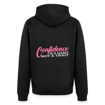Confidence is a habit, not a trait 3 - Unisex Premium Organic Zip Hoodie - black - Back - Nico (187cm)