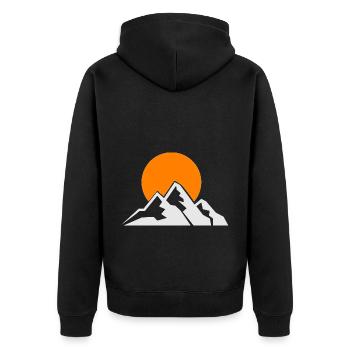 Berg - (26) - Unisex Premium Bio Zip Hoodie - Schwarz - Hinten - Nico (187cm)