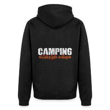 Camping Lifestyle Vibes 3 - Unisex Premium Organic Zip Hoodie - black - Back - Nico (187cm)