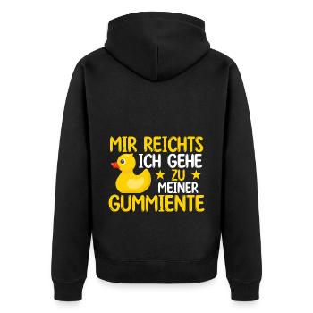 Mir reichts gehe zu meiner Gummiente - Unisex Premium Bio Zip Hoodie - Schwarz - Hinten - Nico (187cm)