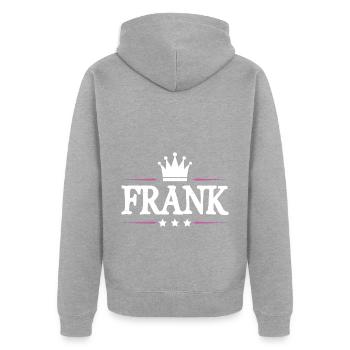 Frank - Unisex Premium Bio Zip Hoodie - Grau meliert - Hinten - Nico (187cm)