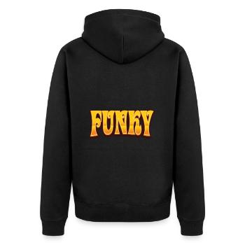 Funky Retro - Unisex Premium Organic Zip Hoodie - black - Back - Nico (187cm)