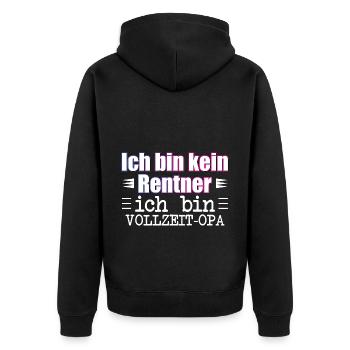 Ich bin kein Rentner ich bin VOLLZEIT-OPA - Unisex Premium Bio Zip Hoodie - Schwarz - Hinten - Nico (187cm)