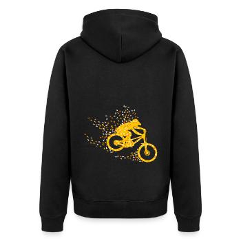 Downhill MTB Geometric - Unisex Premium Organic Zip Hoodie - black - Back - Nico (187cm)