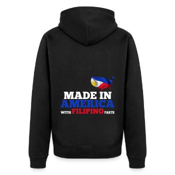 Made in America with Filipino parts - Unisex Premium Organic Zip Hoodie - black - Back - Nico (187cm)