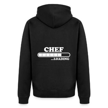 Chef Spruch Beruf Kollegen Lustiges Chef Geschenk - Unisex Premium Bio Zip Hoodie - Schwarz - Hinten - Nico (187cm)