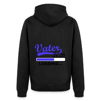 Vater 2026 Loading Fortschritt Anzeige - Unisex Premium Bio Zip Hoodie - Schwarz - Hinten - Nico (187cm)