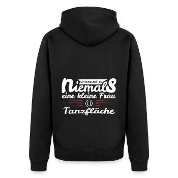 kleine Frau auf der Tanzfläche - Unisex Premium Bio Zip Hoodie - Schwarz - Hinten - Nico (187cm)