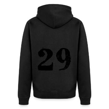 29 Zahl Trikot - Unisex Premium Bio Zip Hoodie - Schwarz - Hinten - Nico (187cm)