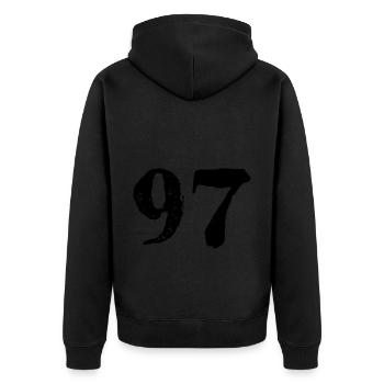 Maillot numéro 97 - Veste à capuche bio Premium Unisexe - noir - Dos - Nico (187cm)