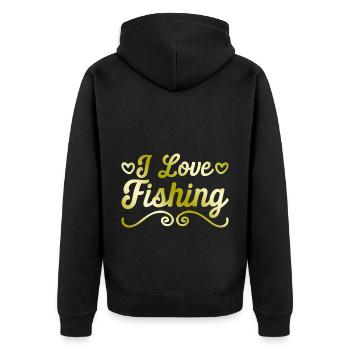 I love fishing - Unisex Premium Organic Zip Hoodie - black - Back - Nico (187cm)
