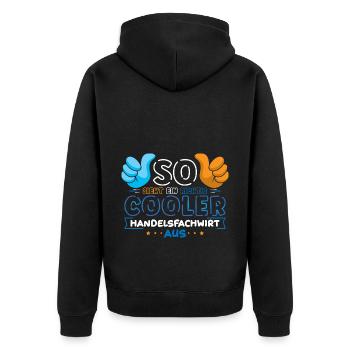 So siehtein richtig Cooler Handelsfachwirt aus - Unisex Premium Bio Zip Hoodie - Schwarz - Hinten - Nico (187cm)